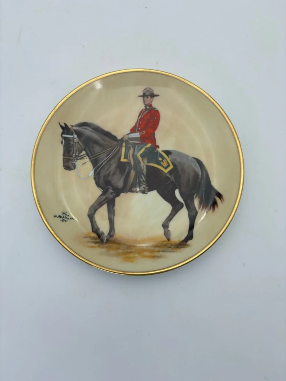 Vintage Collectible Plate with Royal Canadian Mountie on Black Horse